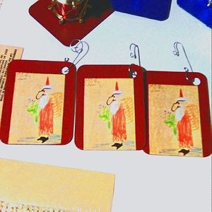 NEW Pablo Picasso Handcrafted 3 Piece Ornament Set! Santa!